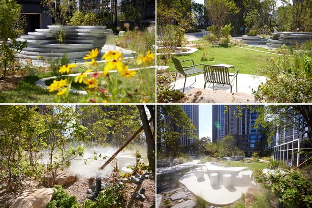 롯데건설이 운영하는 조경 브랜드(상표) '그린바이그루브'를 적용한 정원. 롯데건설 제공