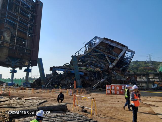 울산화력발전소 철거 현장 붕괴 관련 이미지